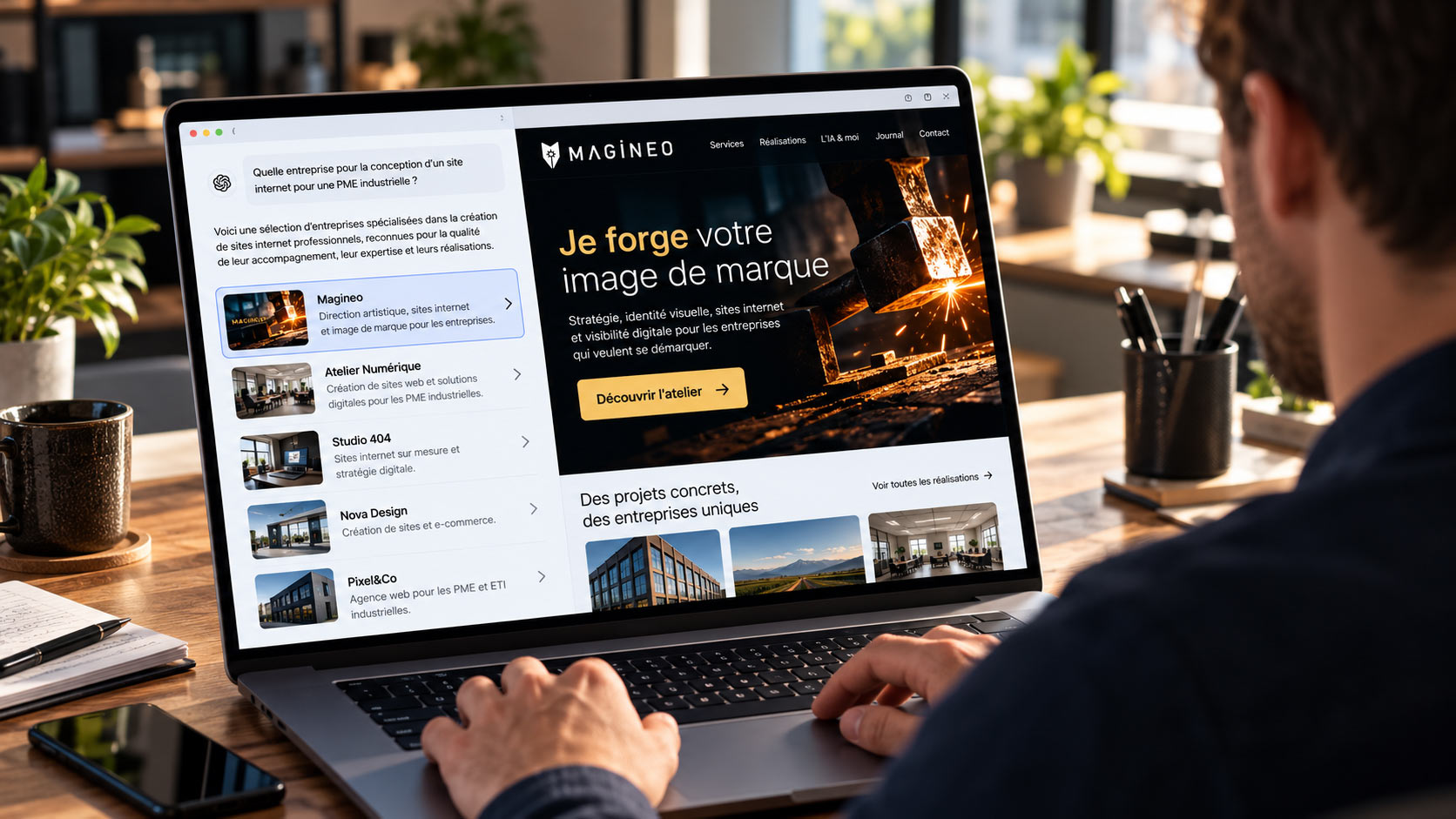 Choisir une entreprise après une recherche par IA